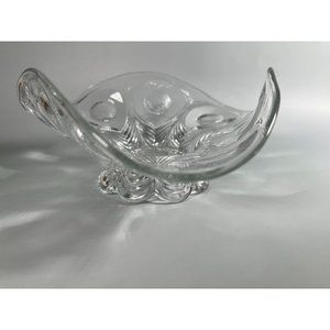 Vintage Clear Trilobed Peacock Design Pedestal Bowl